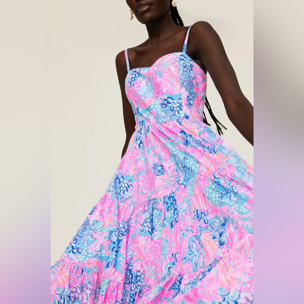 Lilly Pulitzer Edith Midi Dress - Splendor in the Sand SZ 10